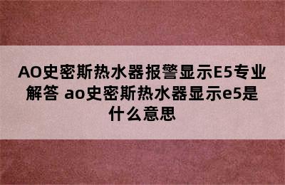 AO史密斯热水器报警显示E5专业解答 ao史密斯热水器显示e5是什么意思